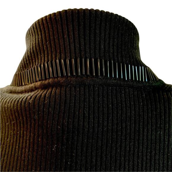 Cache black sweater sequin embellishments collar sleeve and front. S - Picture 3 of 14